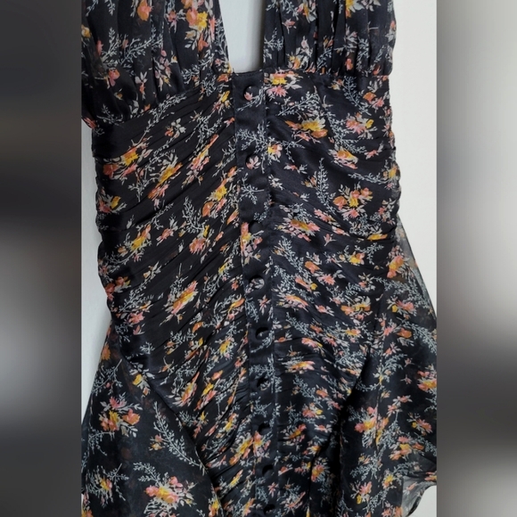 ASOS DESIGN button through ruched midi dress with soft ruffle detail - Picture 2 of 6